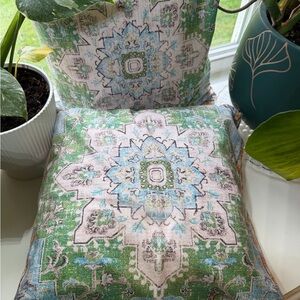 Green & Blue Medallion Decorative Throw Pillow